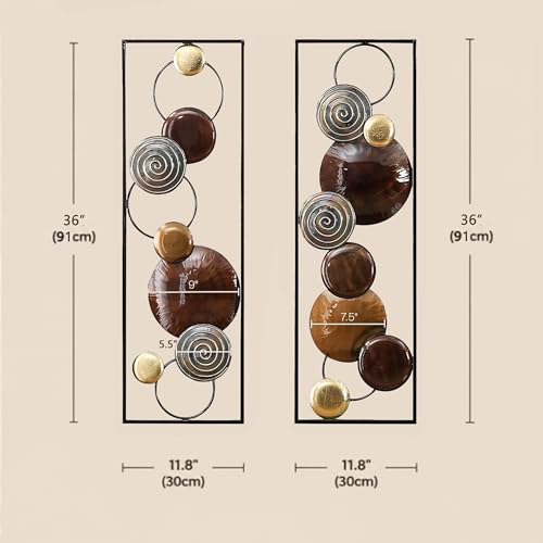 JFUJFU 2 Piece Brown Metal Wall Art for Home Hanging - color: Brown