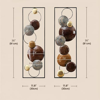 JFUJFU 2 Piece Brown Metal Wall Art for Home Hanging - color: Brown