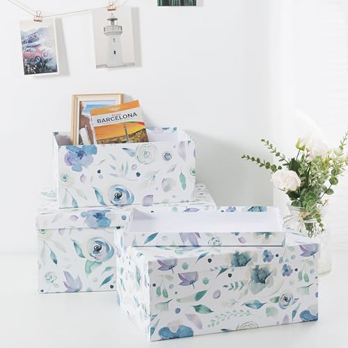 Soul & Lane - Handpicked Bouquet Floral Storage Boxes with Lids, Set of 3 - color: Handpicked Bouquet