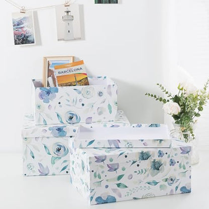 Soul & Lane - Handpicked Bouquet Floral Storage Boxes with Lids, Set of 3 - color: Handpicked Bouquet
