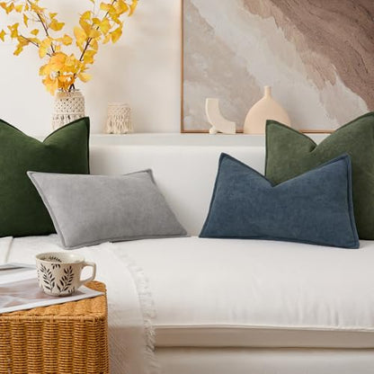 Kevin Textile Soft Waterproof 14x20 Lumbar Pillow Cover 1 Pack, Moss Green - color: Moss Green, size: 20" x 14" (Pack of 1)