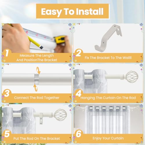 White Curtain Rod 28 to 48 Inch, Heavy Duty Drapery Pole Iron Cage - color: Weather White, size: 18-64"