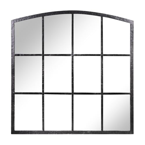 Hand-Forged Black Window Pane Mirror, 36" x 36" Decorative Mirror - color: Forged Black, size: 36"L x 36"W
