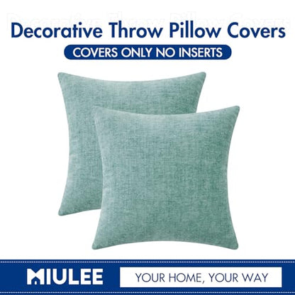 MIULEE Soft Chenille Throw Pillow Covers Aqua Green 16x16 Inch Pack of 2 - color: Aqua Green, size: 16" x 16" (Pack of 2)