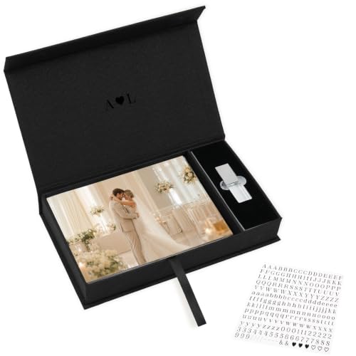 Photo Storage Box, Linen with USB Compartment - Black, 5x7 Inch | Keepsake Box for Wedding, Home Decor, Photographers, Family Memories, Baby Shower - color: Black, size: 5x7 Inch