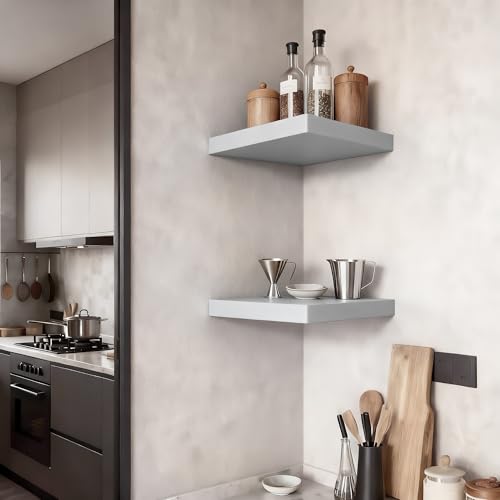 Small Floating Shelves for Wall Set of 4, 8 Inch Square Shelves,Grey - color: Grey, size: 8 Inch-4Pcs