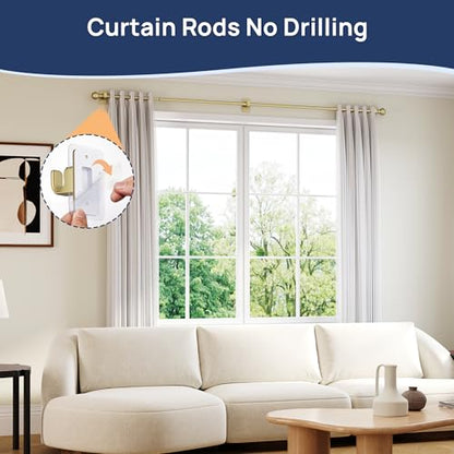 ENJOYBASICS Curtain Rods No Drilling for Renter, 28-84" Adjustable, Gold - color: Gold, size: 27-90"