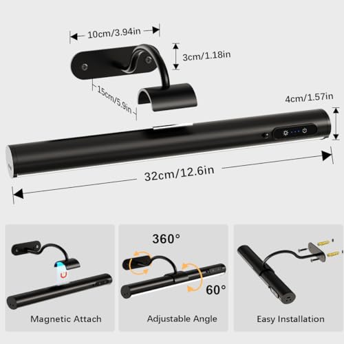 Hapfish Picture Lights for Wall Battery Operated,Wireless Art Light - Black - color: Without Motion Sensor Black