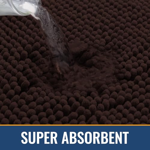 Arotive Bathroom Rugs 30x20, Soft Absorbent Shaggy Chenille Bath Rugs - color: Brown, size: 30" X 20"