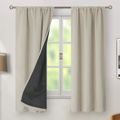 BGment Camel Blackout Curtains 63 Inches Long with Thermal Insulated Liner - color: Cashmere, size: 38"W x 63"L (Pack of 2)