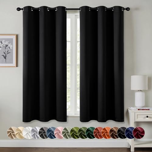 MIULEE Blackout Curtains for Bedroom 2 Panels 34 x 54 Inch Long Black - color: Black, size: 34"W x 54"L (Pack of 2)