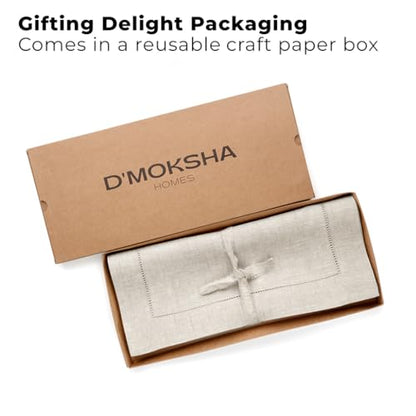 Signature Linen™ by D'Moksha, Light Natural Placemats Set of 4, 14 x 19 Inch, 100% Pure Linen Table Mats, Hemstitch, Machine Washable Cloth Placemats- Fall, Weddings, Outdoor Hosting - color: Light Natural, size: Set of 4 (14 X 19 Inch)