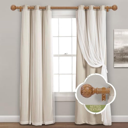 TANGWIN Wood Curtain Rods for Windows 28 to 48 Inch(2.3-4Ft),1 Inch Adjustable Curtain Rod,Heavy Duty Curtain Rods,Wooden Netted Texture Finial Drapery Rods,Single Window Curtain Rod 18-45",Brown Wood - color: Wood, size: 18-45" & 1pack