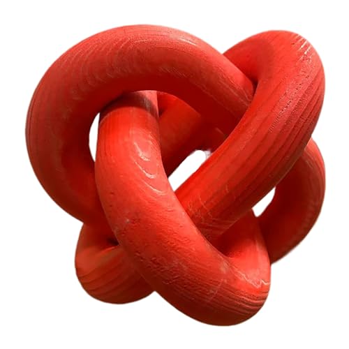 Wood Knot Chain Link Decor - 3 Link Boho Wooden Hand Carved Decorative Wooden Links Knots for Coffee Table Entryway Modern Farmhouse Shelf Decoration (Red) - color: Red