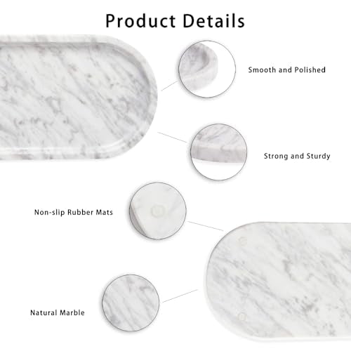 Natural Marble Bathroom Tray, 12×6 inch Oval Marble Vanity Tray - color: White