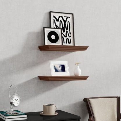 Fun Memories Floating Shelves, Walnut, 16 Inch Long, 9.3 Inch Deep, 2 Pack - color: Walnut, size: 16", Set of 2