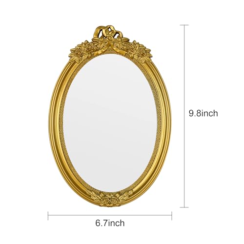 Vintage Oval Makeup Mirror with Decorative Gold Frame