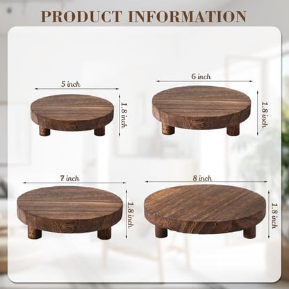 Geetery 4 Pcs Wooden Risers for Display Wood Pedestal Stand, Brown - color: Brown