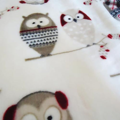 UKELER Flannel Sherpa Throw 60'' x 50''- Owl Printed Soft Plush Flannel Blanket Throws for Bed/Couch/Sofa/Office/Camping - color: A-owl, size: 50''x60''