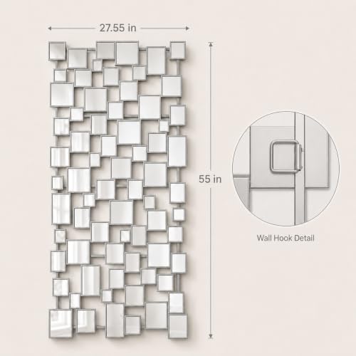 Large Modern Wall Mirror - 27.55"x55.1" Silver Wall Mirrors Metal Framed Decorative Mirror for Entryway Bedroom Living Room Home Decor - color: Bright Silver, size: 27.5"L x 55.1"W