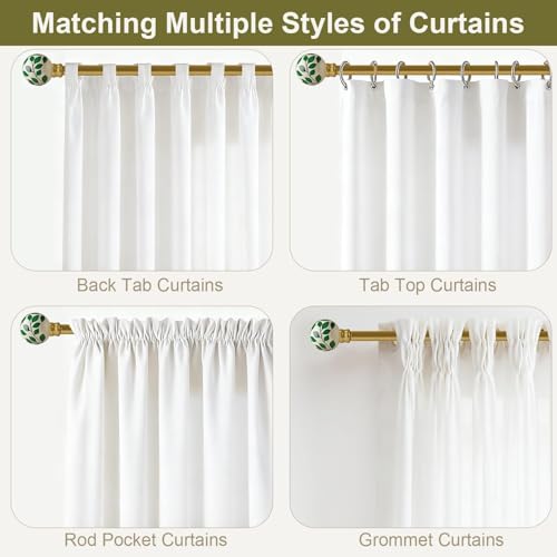 Ceramic Gold Curtain Rods for Windows 16 to 144 Inches Drapery Rods - color: Ceramic Gold, size: 16"-144"|1 Pack