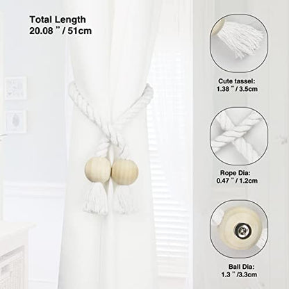 Magnetic Curtain Tiebacks Decorative Tie Back Drapes Holdbacks Nieffeiy - color: White