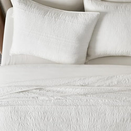 EVERGRACEHOME 100% Cotton Modern Lines Quilt Set Queen Size, Warm White - color: Warm White (Yellow Undertones), size: Full/Queen (92" X 92")
