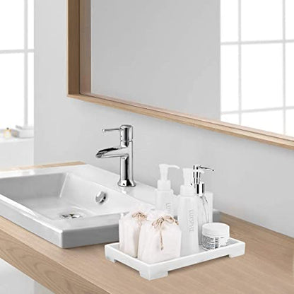 Luxspire Marble Tray for Soap Dispenser Perfume Jewelry, M, Marble White - color: B - White Marble, style: Medium