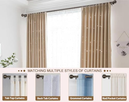 KAMANINA Double Curtain Rods for Windows 72 to 144 Inch, Adjustable, Bronze - color: Antique Bronze, size: 72-144"