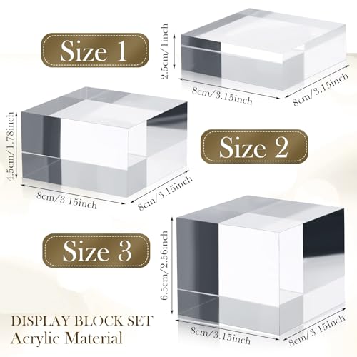 Geelin 3 Pcs Acrylic Risers Stand Display Block Decor Riser 3 Size, Square - style: Square