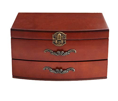 Solid Wooden Jewellery Box Jewelry Storage Box Organizer for Earring Bracelet Gift for Women Girlfriend Birthday Aniversary (Middle)