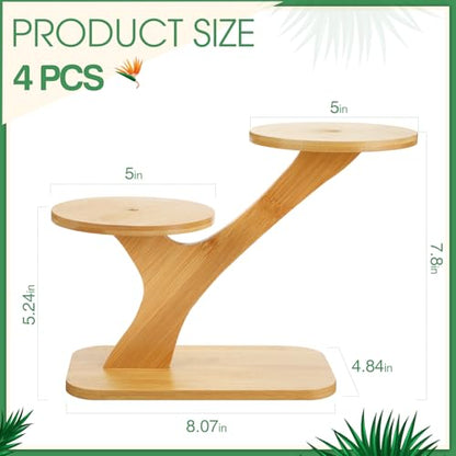 4 Pcs Bamboo Plant Stand Indoor 3 Tier Succulent Windowsill Shelf