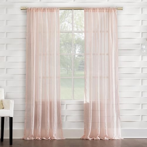 No. 918 Tayla Crushed Texture Semi-Sheer Rod Pocket Curtain Panel, 50" x 84", Blush Pink - color: Blush Pink, size: 50"W x 84"L (Pack of 1)