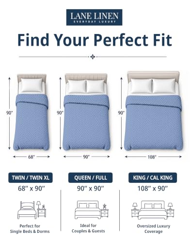 LANE LINEN Soft Blanket King, 350 GSM 100% Cotton Medium Weight - color: 02: Light Blue, size: King