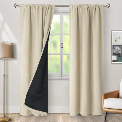 BGment Beige 100% Blackout Curtains 84 Inch Length 2 Panels Set for Bedroom - color: Beige, size: 38"W x 84"L (Pack of 2)