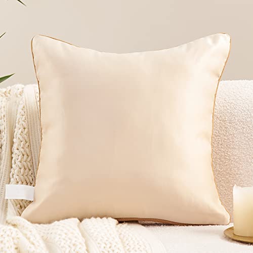 Avigers Throw Pillow Cover 18 x 18 Inch, Beige, Rayon Blend, Hidden Zipper - color: Beige, size: 18" x 18" (Pack of 1)
