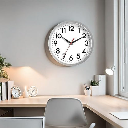 DAXSMY 10 Inch Wall Clock, Battery Operated Silent Non Ticking - color: B-silver, size: 10"