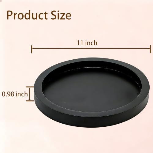 11 inch Round Decorative Tray,Black Wooden Rustic Wood Serving Trays