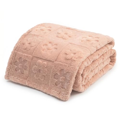 Americanflat 50x60 Jacquard Fleece Throw Blanket - Soft and Breathable Throw Blanket for Couch, Bed, Chair - Fleece Blankets Perfect for Home, Bedroom, or Outdoor Use - Flower Design in Pink - color: Pink, size: 50x60, style: Flower