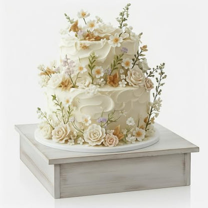 Lallisa Wooden Cake Stand Square Rustic Display Riser for Weddings,White - color: distressed white