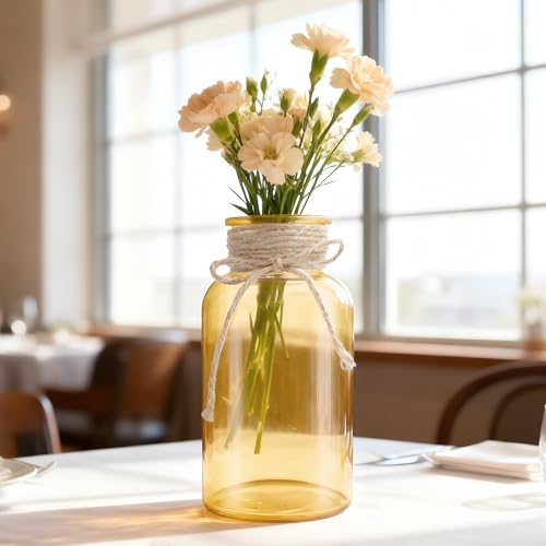 12 Pack Mason Jar Vases for Centerpieces, Gold Glass Flower Vase - color: Gold