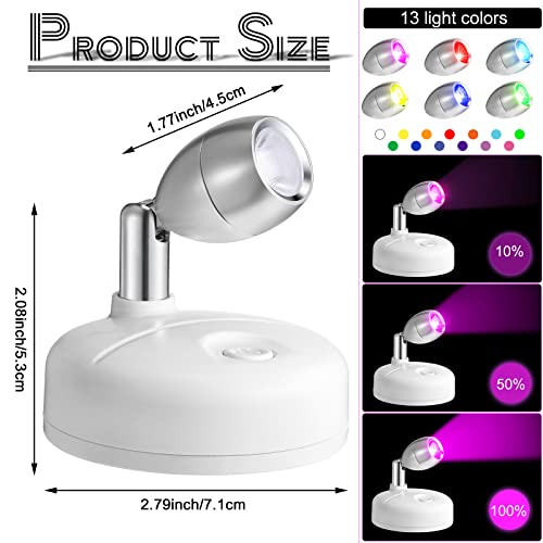 Hortsun 6 Pack Battery Operated LED Wireless Spotlight, 13 Color RGB, White - color: White, style: Battery Powered