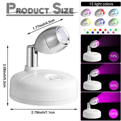 Hortsun 6 Pack Battery Operated LED Wireless Spotlight, 13 Color RGB, White - color: White, style: Battery Powered