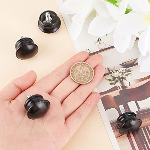 GORGECRAFT 4PCS 1x1 Black Drapery Round Curtain Rod Finials Roman Shower Curtain Rods with Screws Plastic Small Mushroom Shape Replacement Decorative Mini Head Caps for 5/8 Inch Dia Rod M5 Thread Dia
