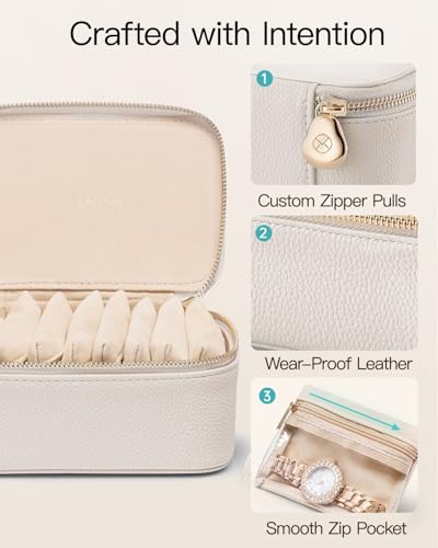 VLANDO Jewelry Travel Organizer with Clear 8 Velvet Bags,White - color: 8PCS-White