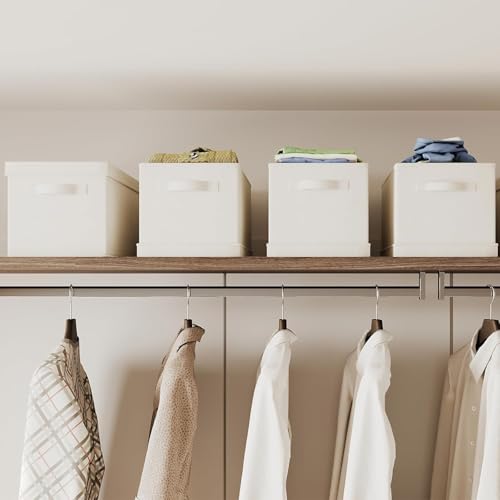 2 Pack Large Fabric Storage Bins with Lids, 17.5 * 12 * 11.5 in, Off White - size: 17.5 x 12 x 11.5 in