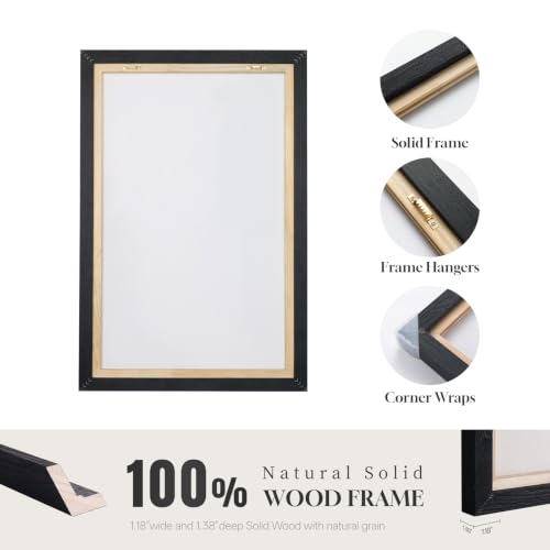 Extra Large Framed Black and White Neutral Abstract Wall Art Vertical 40x60 - color: Black Gray Forms, size: 60"L x 40"W