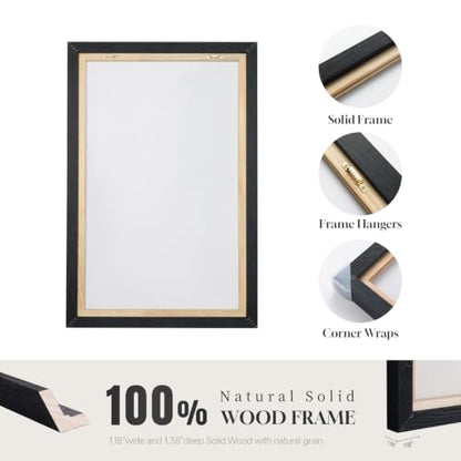 Extra Large Framed Black and White Neutral Abstract Wall Art Vertical 40x60 - color: Black Gray Forms, size: 60"L x 40"W
