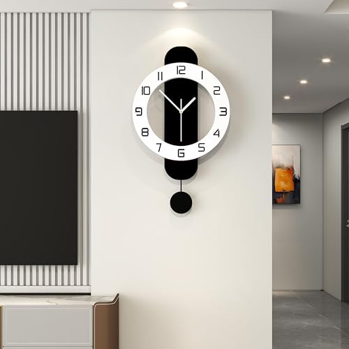 Modern Wall Clock Battery Operated Large Clocks for Living Room - size: 12.6*24 inch