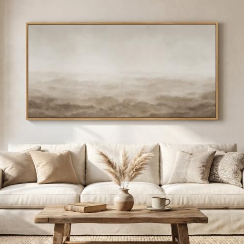 Large Framed Neutral Beige Brown Abstract Wall Art for Living Room 60x30 In - color: Beige & Brown B, size: 60"L x 30"W
